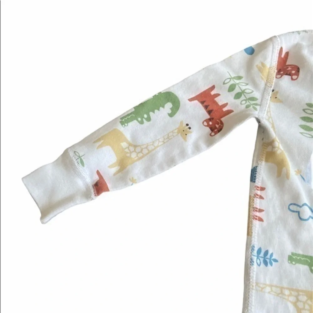 Hanna Andersson Zoo Animals Printed Organic Cotton‎ Zip Up Baby Pajamas